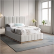 Meridian Furniture Lucia Cream Linen Textured Fabric Twin Bed