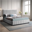 Meridian Furniture Lucia Grey Linen Textured Fabric Full Bed