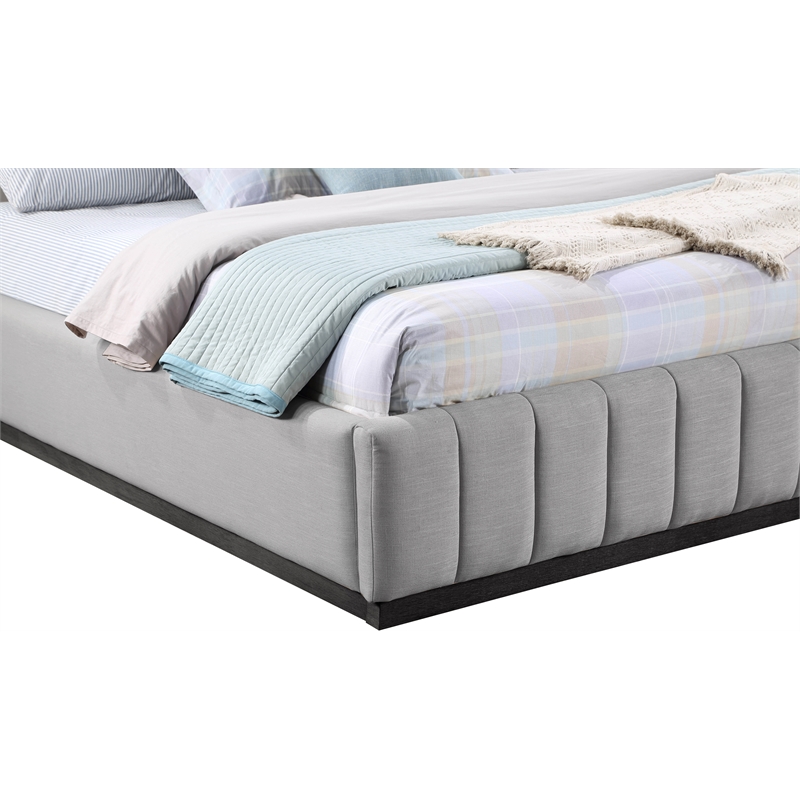 Meridian Furniture Lucia Grey Linen Textured Fabric King Bed