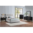 Meridian Furniture Lucia Grey Linen Textured Fabric Queen Bed