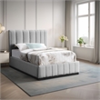 Meridian Furniture Lucia Grey Linen Textured Fabric Twin Bed