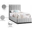 Meridian Furniture Lucia Grey Linen Textured Fabric Twin Bed