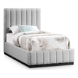 Meridian Furniture Lucia Grey Linen Textured Fabric Twin Bed