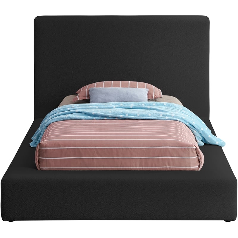 Meridian Furniture Terra Black Boucle Fabric Twin Bed
