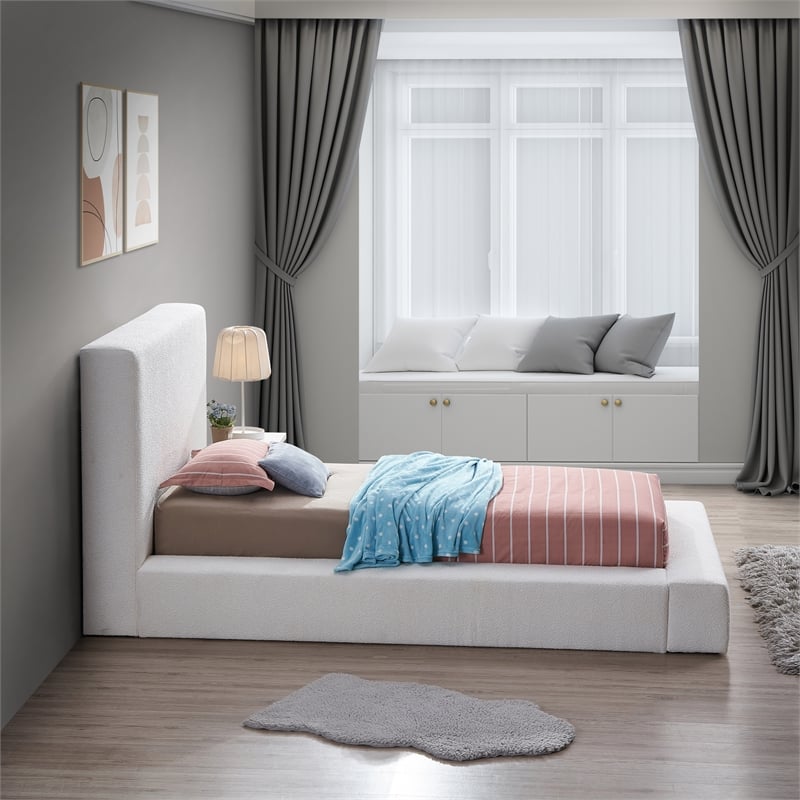 Meridian Furniture Terra Cream Boucle Fabric Twin Bed
