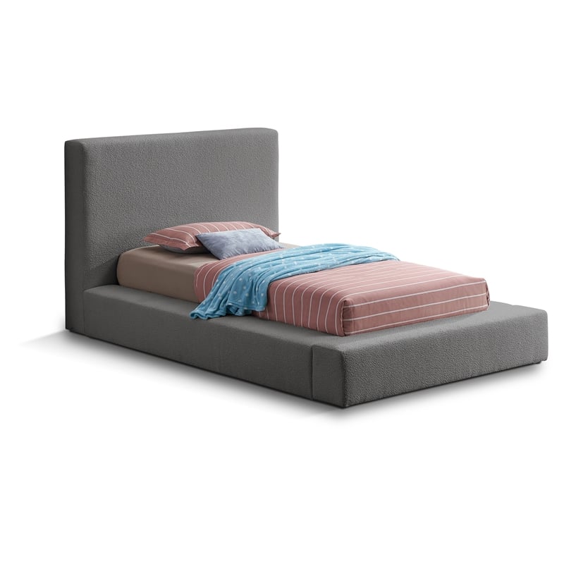 Meridian Furniture Terra Grey Boucle Fabric Twin Bed
