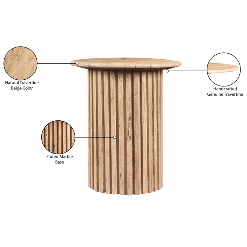 Meridian Furniture Genoa Beige Travertine Stone End Table