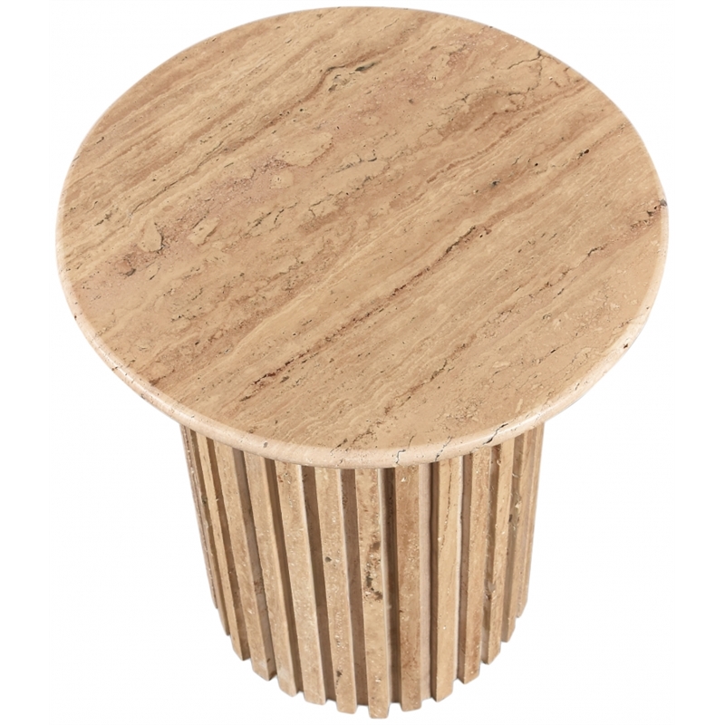 Meridian Furniture Genoa Beige Travertine Stone End Table