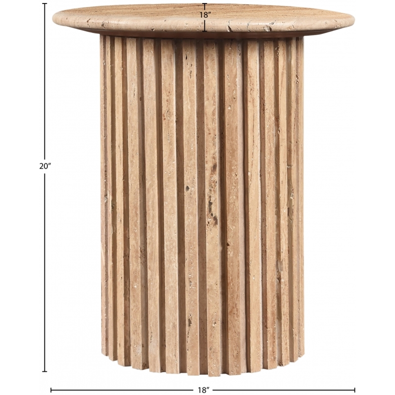 Meridian Furniture Genoa Beige Travertine Stone End Table