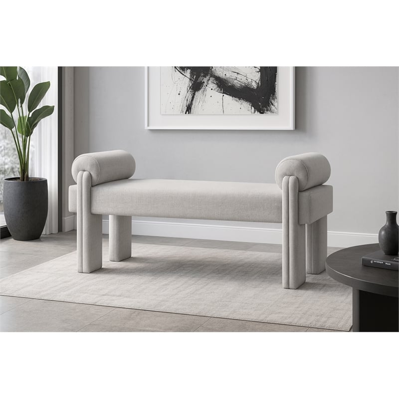 Meridian Furniture Stefano Grey Fabric Bench