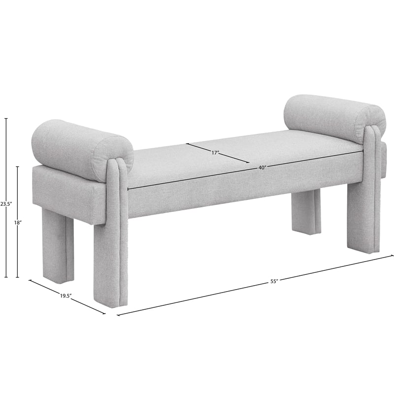 Meridian Furniture Stefano Grey Fabric Bench