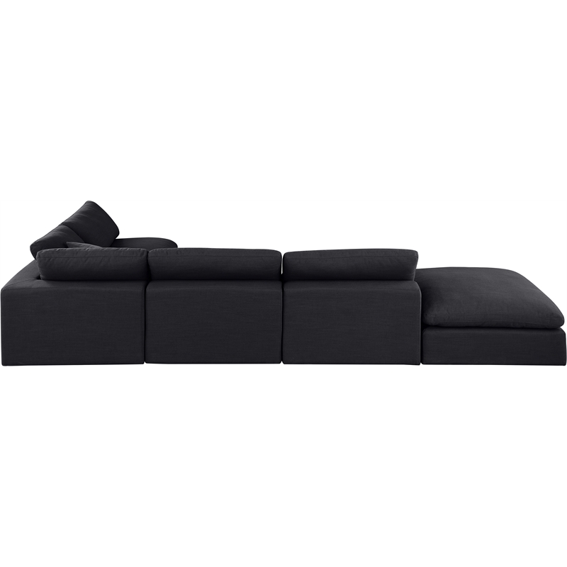 Meridian Furniture Comfy Black Linen Textured Fabric 6-Pc. Modular Sectional