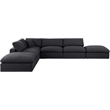 Meridian Furniture Comfy Black Linen Textured Fabric 6-Pc. Modular Sectional