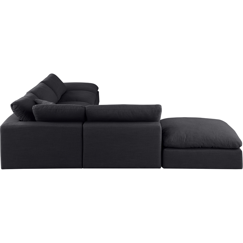 Meridian Furniture Comfy Black Linen Textured Fabric 6-Pc. Modular Sectional