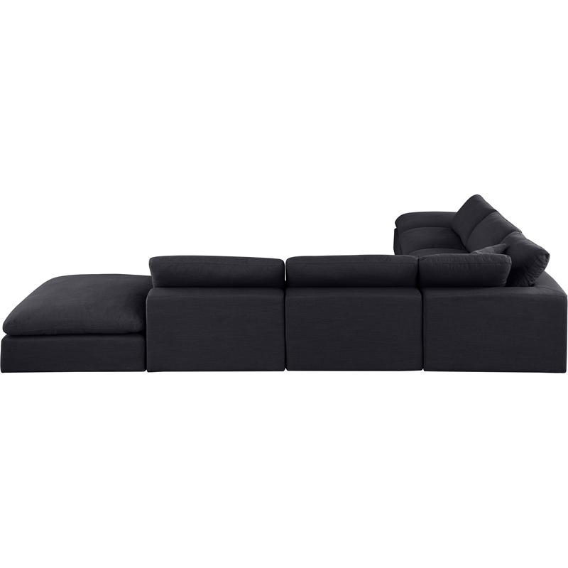 Meridian Furniture Comfy Black Linen Textured Fabric 7-Pc. Modular Sectional
