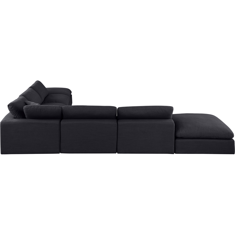 Meridian Furniture Comfy Black Linen Textured Fabric 7-Pc. Modular Sectional