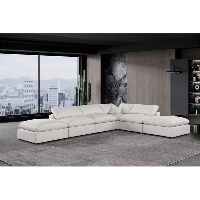Meridian Furniture Comfy Cream Linen Textured Fabric 6-Pc. Modular Sectional