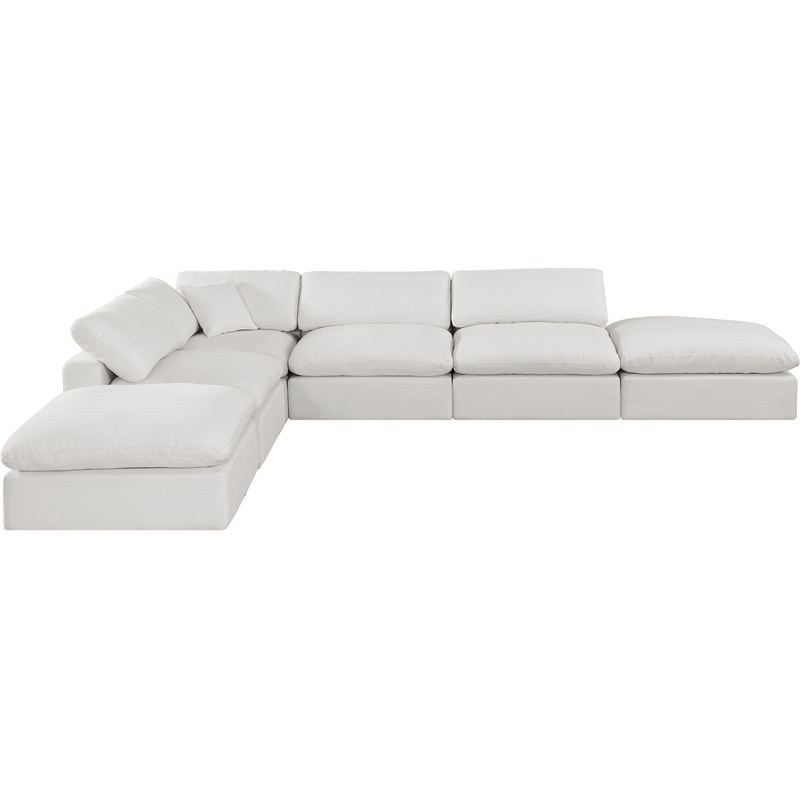 Meridian Furniture Comfy Cream Linen Textured Fabric 6-Pc. Modular Sectional