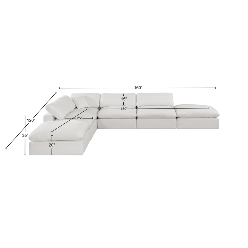 Meridian Furniture Comfy Cream Linen Textured Fabric 6-Pc. Modular Sectional