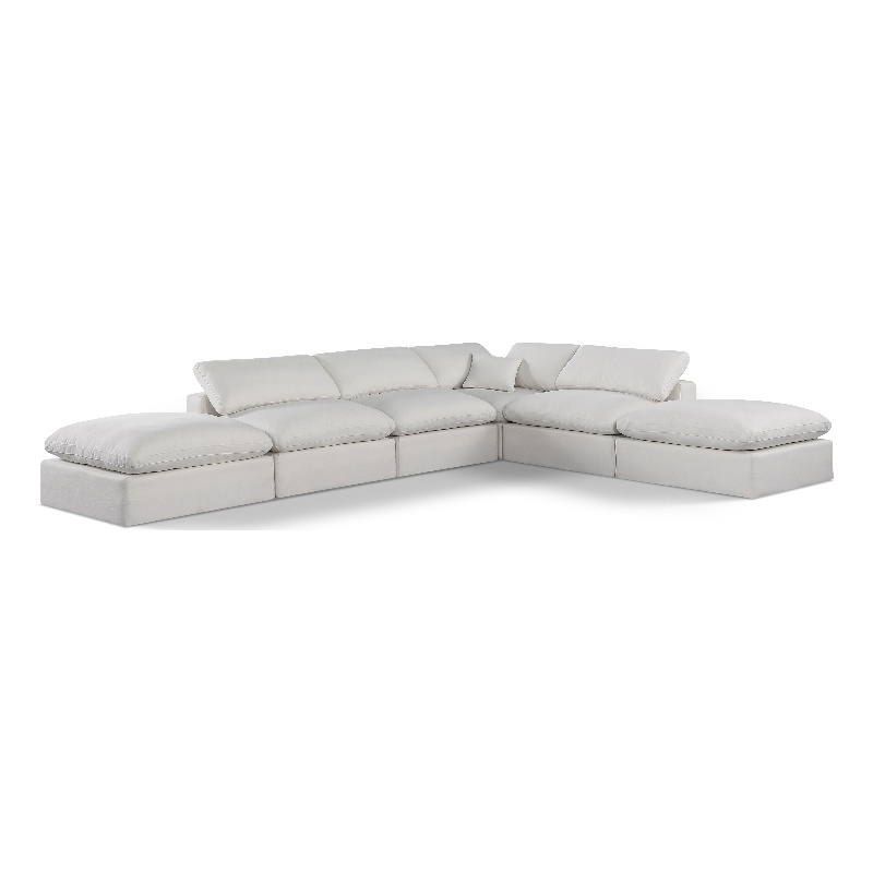 Meridian Furniture Comfy Cream Linen Textured Fabric 6-Pc. Modular Sectional