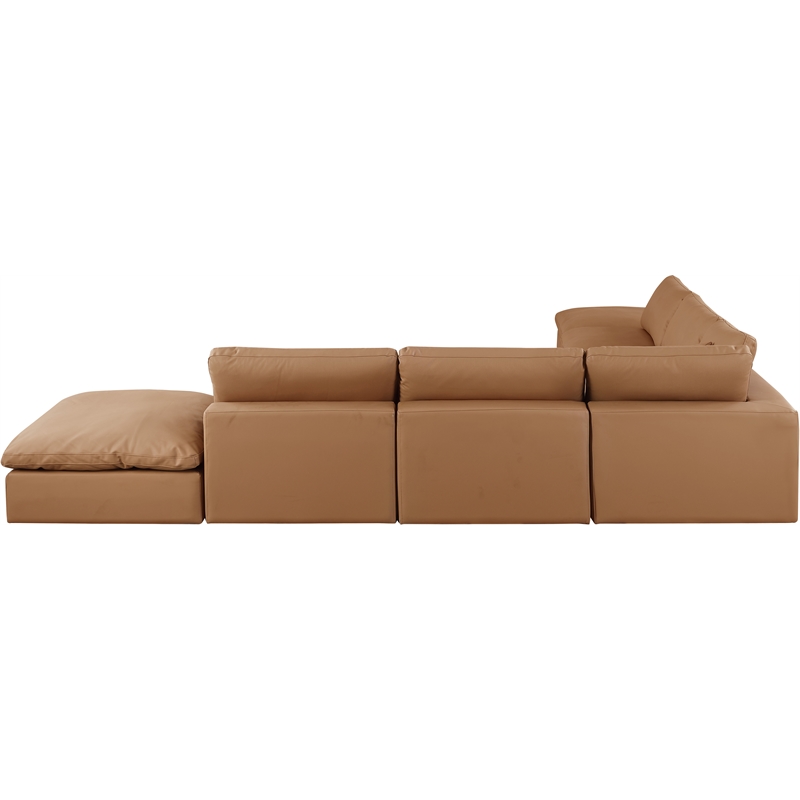 Meridian Furniture Comfy Cognac Vegan Leather 7-Pc. Modular Sectional