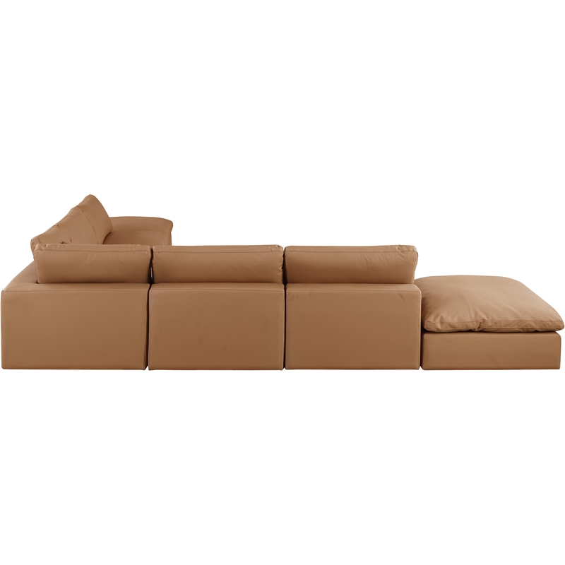 Meridian Furniture Comfy Cognac Vegan Leather 7-Pc. Modular Sectional