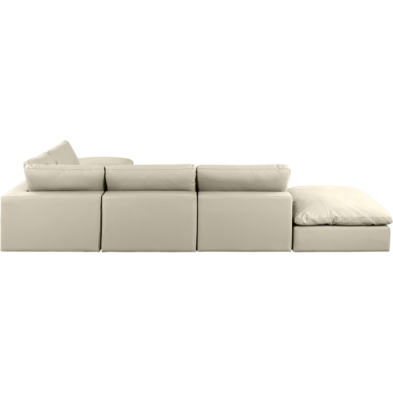 Meridian Furniture Comfy Cream Vegan Leather 6-Pc. Modular Sectional