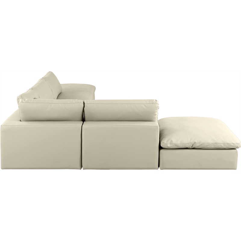 Meridian Furniture Comfy Cream Vegan Leather 6-Pc. Modular Sectional