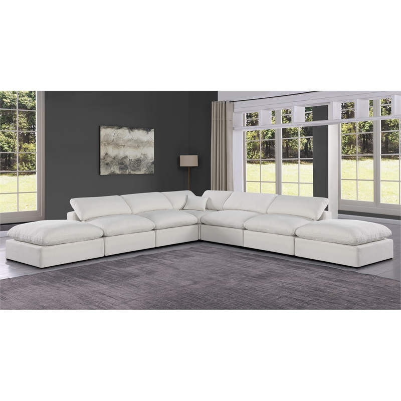 Meridian Furniture Comfy Cream Linen Textured Fabric 7-Pc. Modular Sectional
