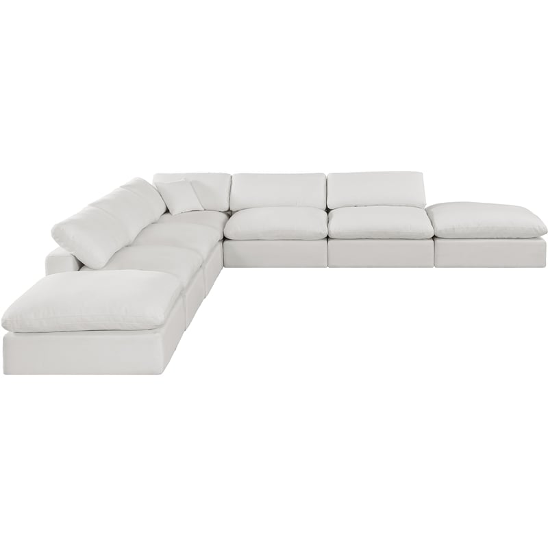 Meridian Furniture Comfy Cream Linen Textured Fabric 7-Pc. Modular Sectional