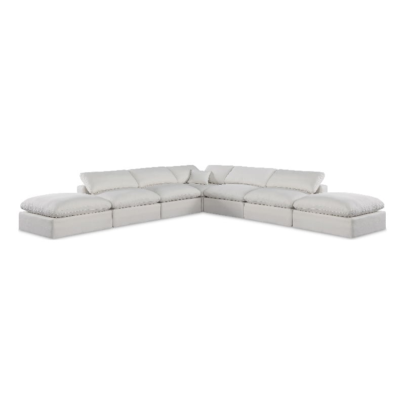 Meridian Furniture Comfy Cream Linen Textured Fabric 7-Pc. Modular Sectional