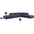 Meridian Furniture Comfy Navy Linen Textured Fabric 6-Pc. Modular Sectional