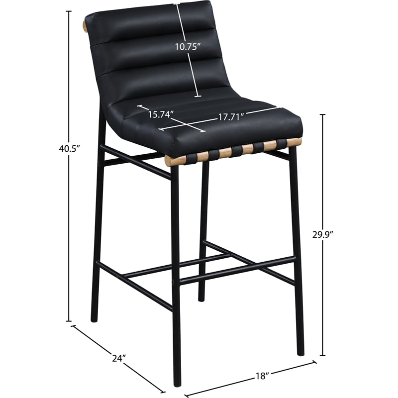 Meridian Furniture Burke Black Vegan Leather Bar Stool