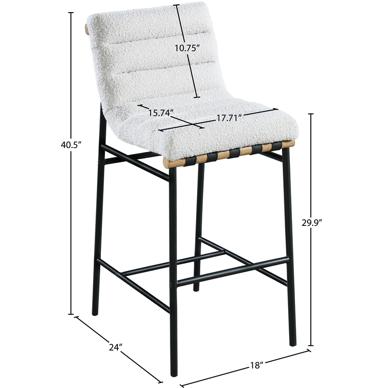 Meridian Furniture Burke Cream Boucle Fabric Bar Stool
