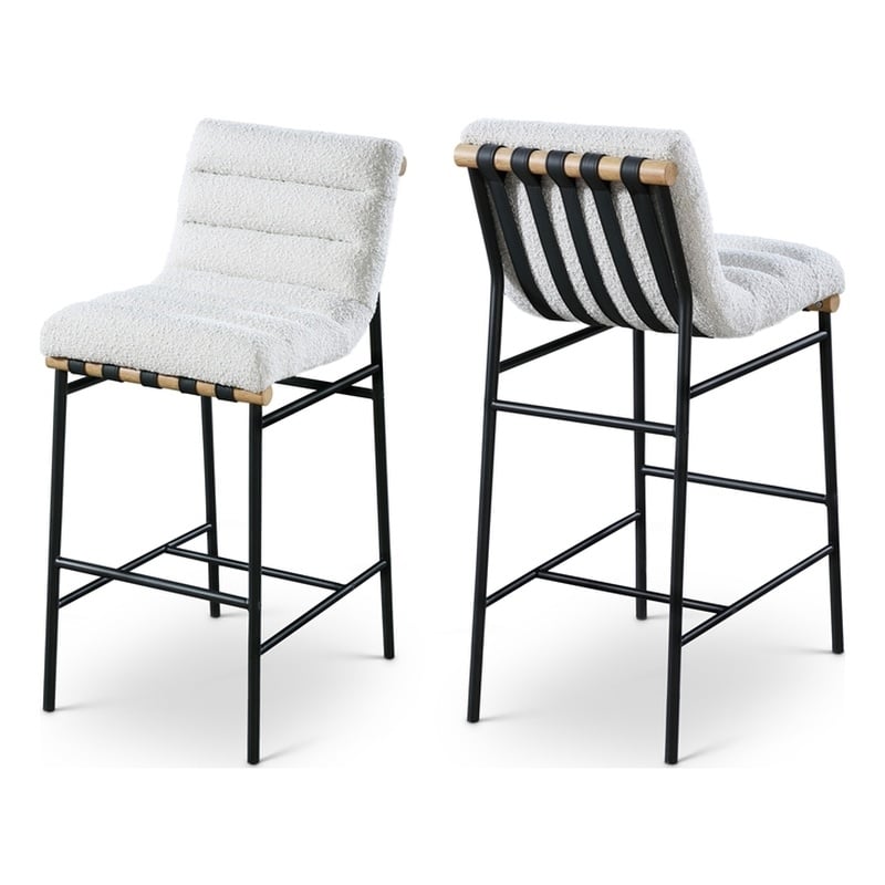 Meridian Furniture Burke Cream Boucle Fabric Bar Stool