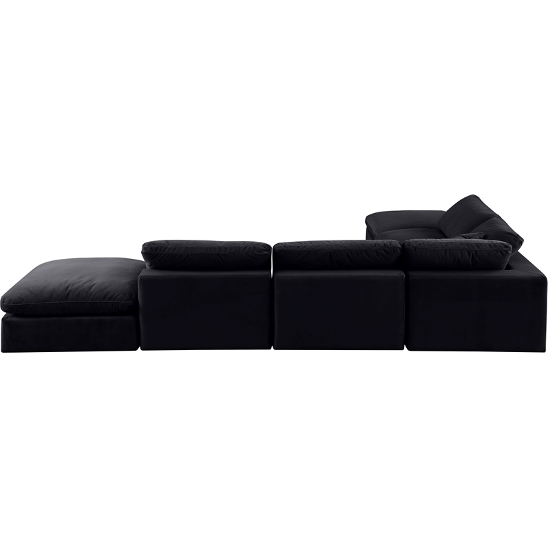 Meridian Furniture Comfy Black Velvet 6-Pc. Modular Sectional