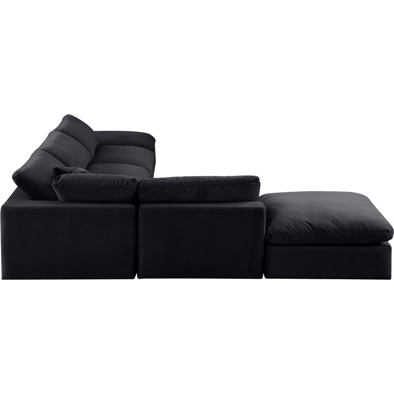Meridian Furniture Comfy Black Velvet 6-Pc. Modular Sectional