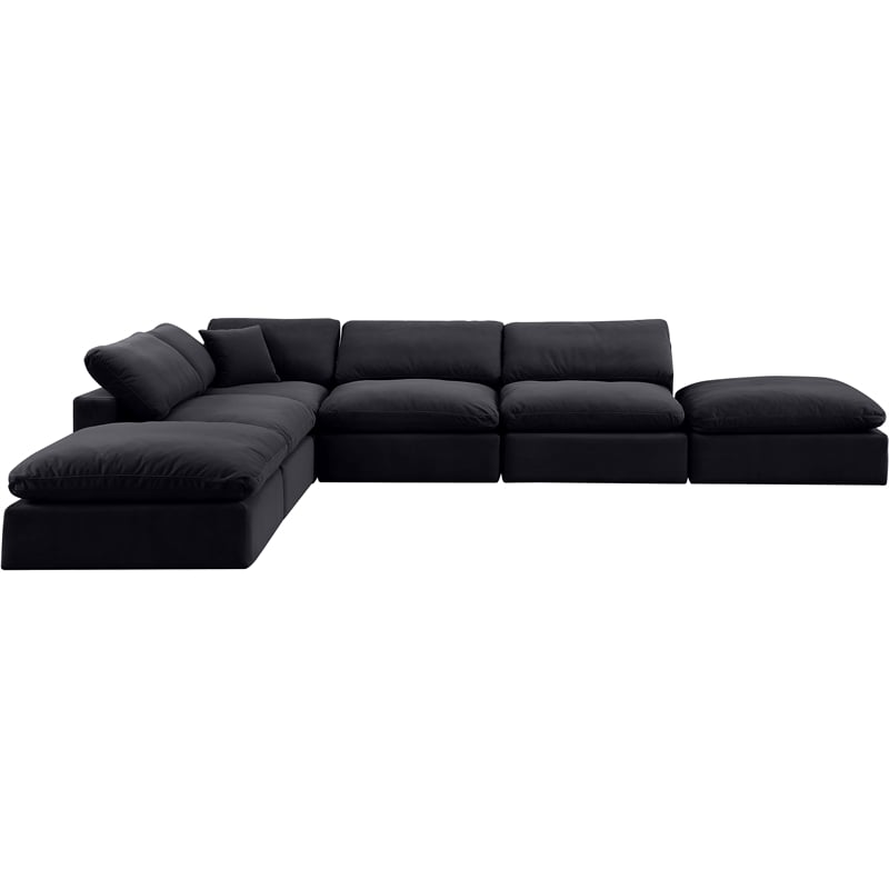 Meridian Furniture Comfy Black Velvet 6-Pc. Modular Sectional