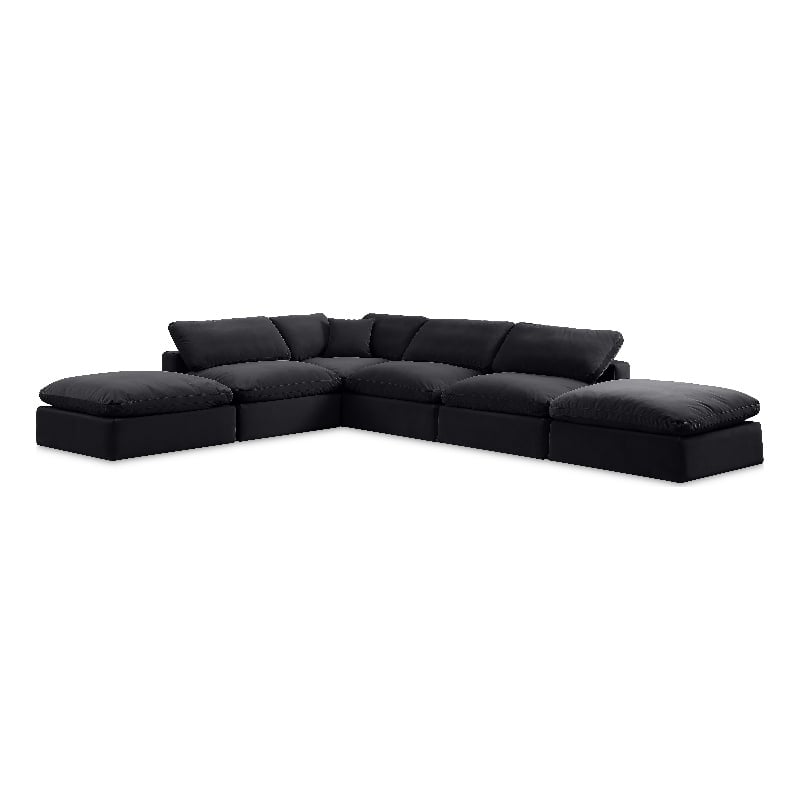 Meridian Furniture Comfy Black Velvet 6-Pc. Modular Sectional
