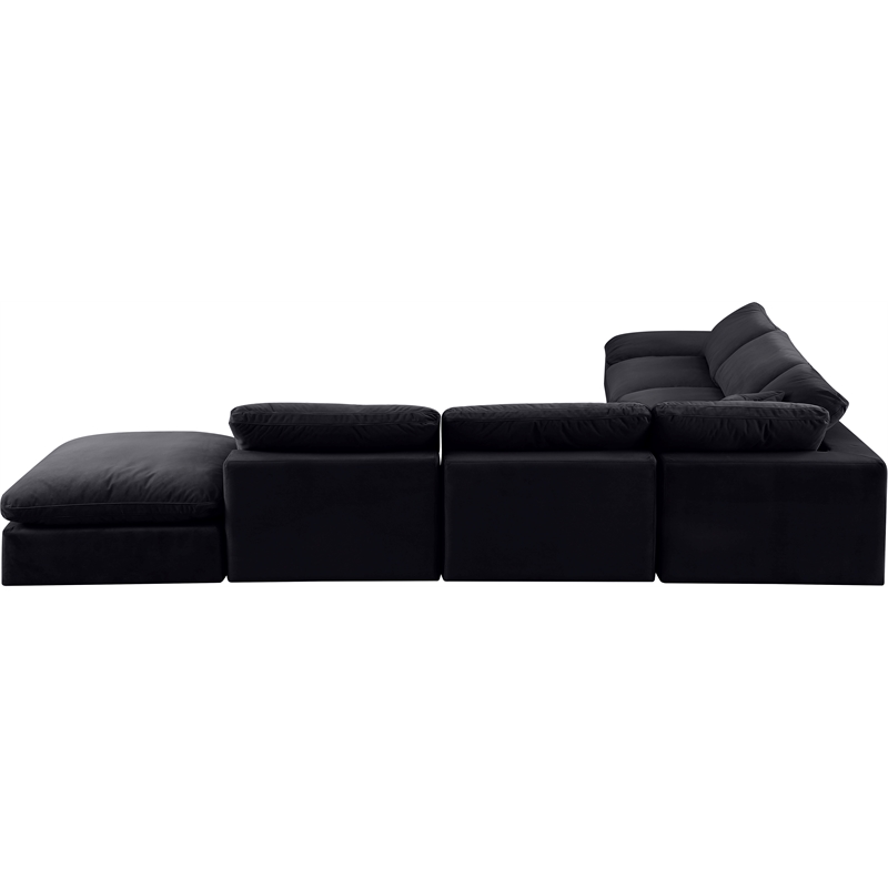 Meridian Furniture Comfy Black Velvet 7-Pc. Modular Sectional