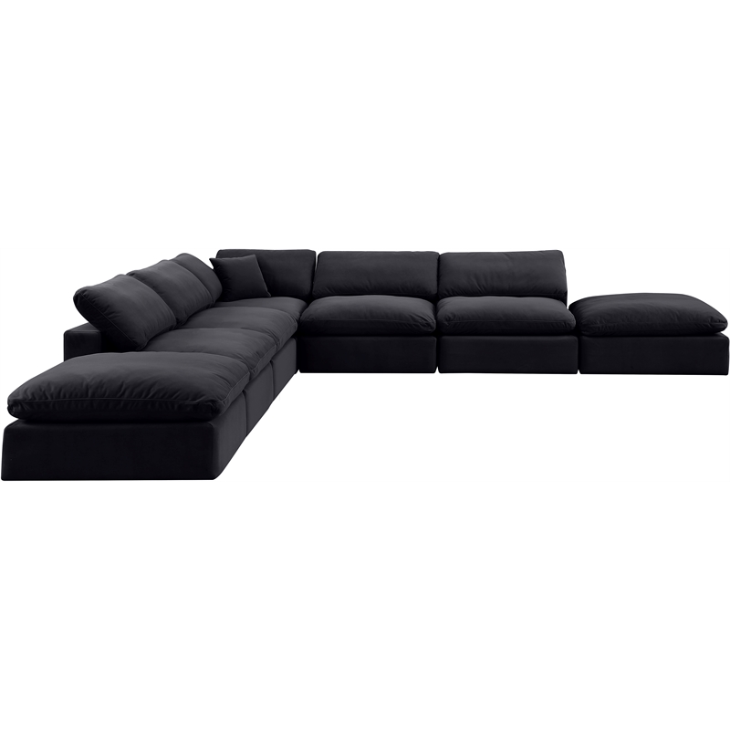Meridian Furniture Comfy Black Velvet 7-Pc. Modular Sectional