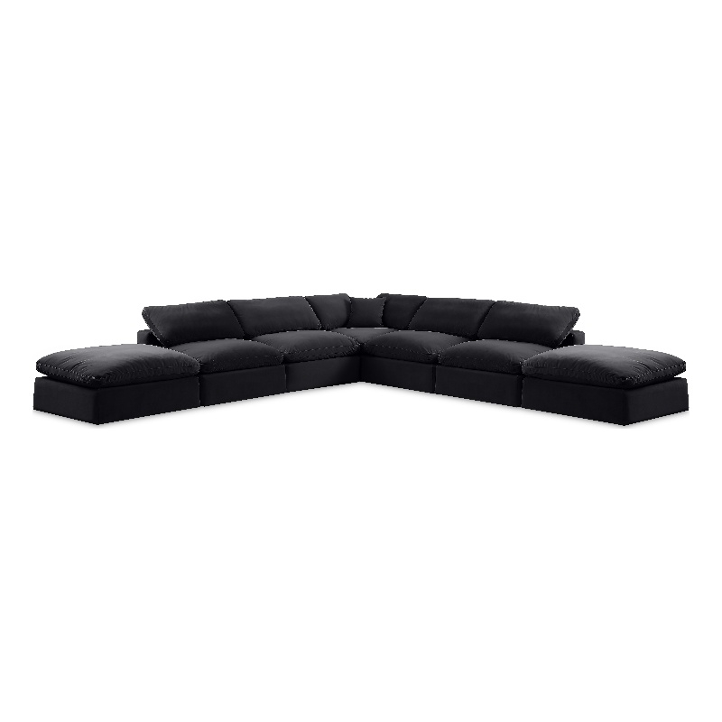 Meridian Furniture Comfy Black Velvet 7-Pc. Modular Sectional