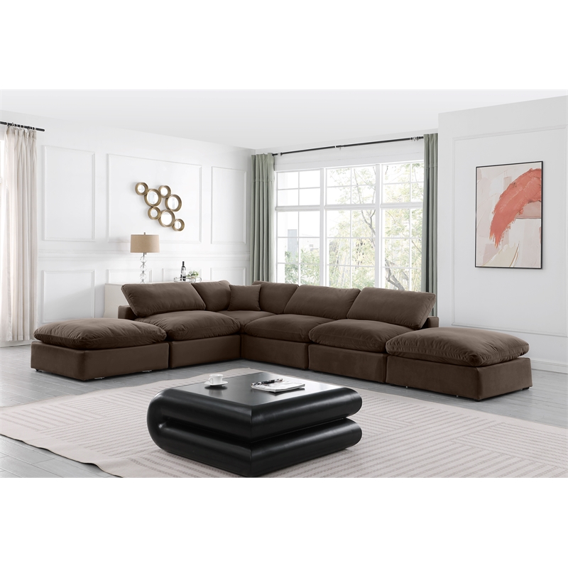 Meridian Furniture Comfy Brown Velvet 6-Pc. Modular Sectional