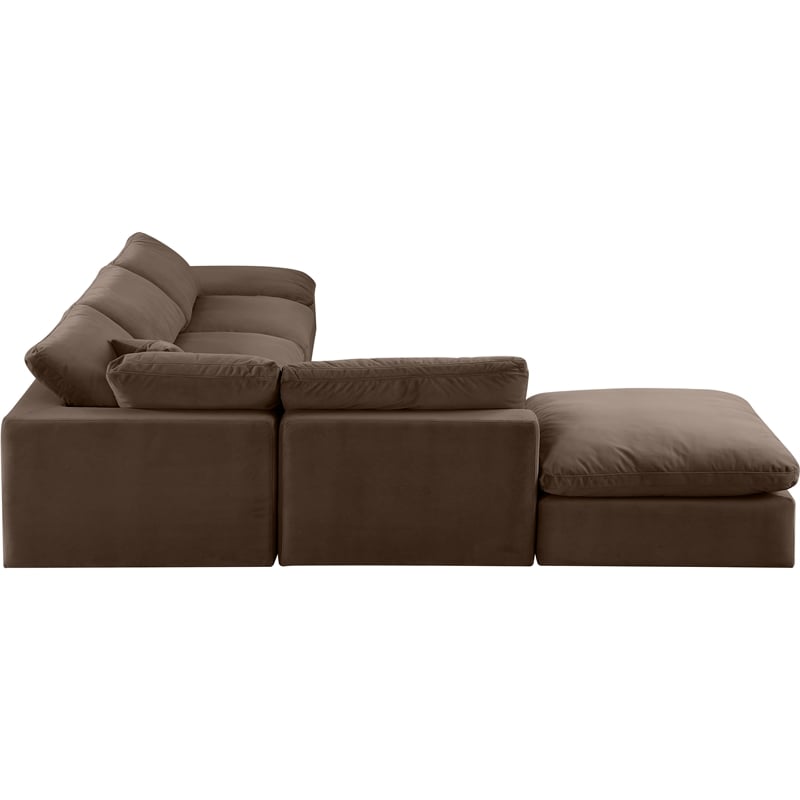 Meridian Furniture Comfy Brown Velvet 6-Pc. Modular Sectional