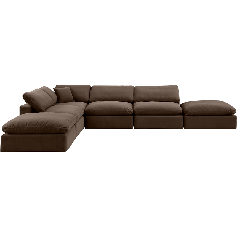 Meridian Furniture Comfy Brown Velvet 6-Pc. Modular Sectional