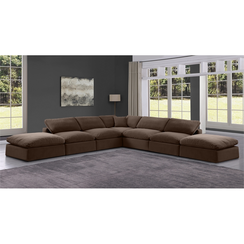 Meridian Furniture Comfy Brown Velvet 7-Pc. Modular Sectional