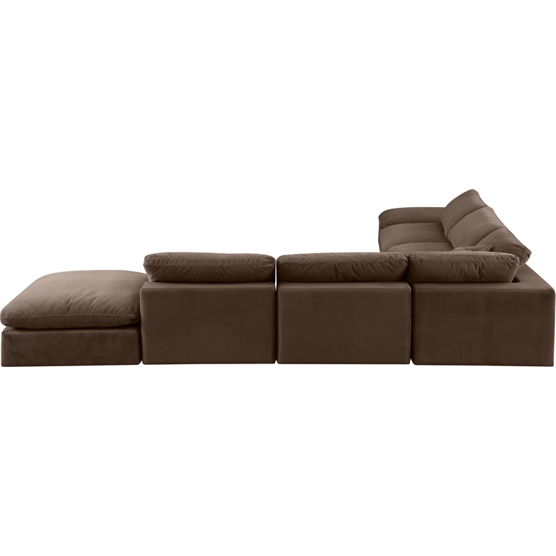 Meridian Furniture Comfy Brown Velvet 7-Pc. Modular Sectional