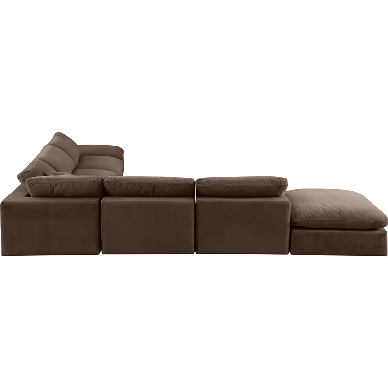 Meridian Furniture Comfy Brown Velvet 7-Pc. Modular Sectional