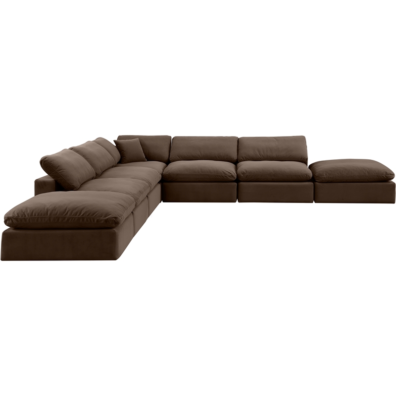 Meridian Furniture Comfy Brown Velvet 7-Pc. Modular Sectional