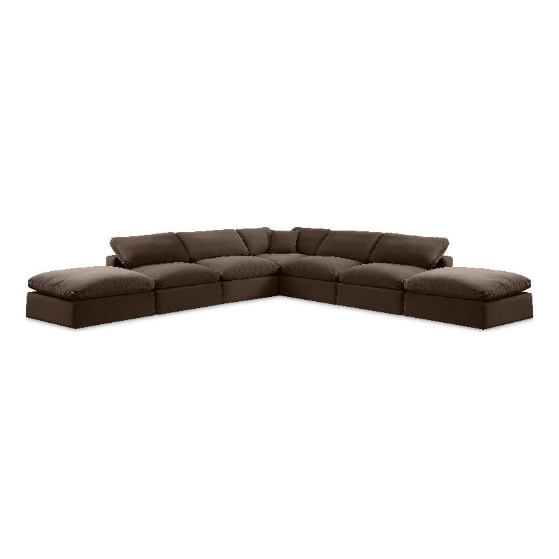 Meridian Furniture Comfy Brown Velvet 7-Pc. Modular Sectional